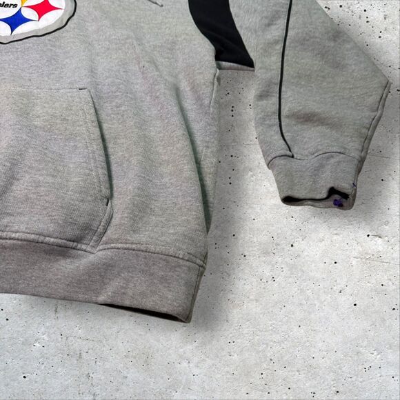 Pittsburgh Steelers NFL Team Apparel Hoodie Gray Black Pullover Men’s L-XL - Picture 6 of 11